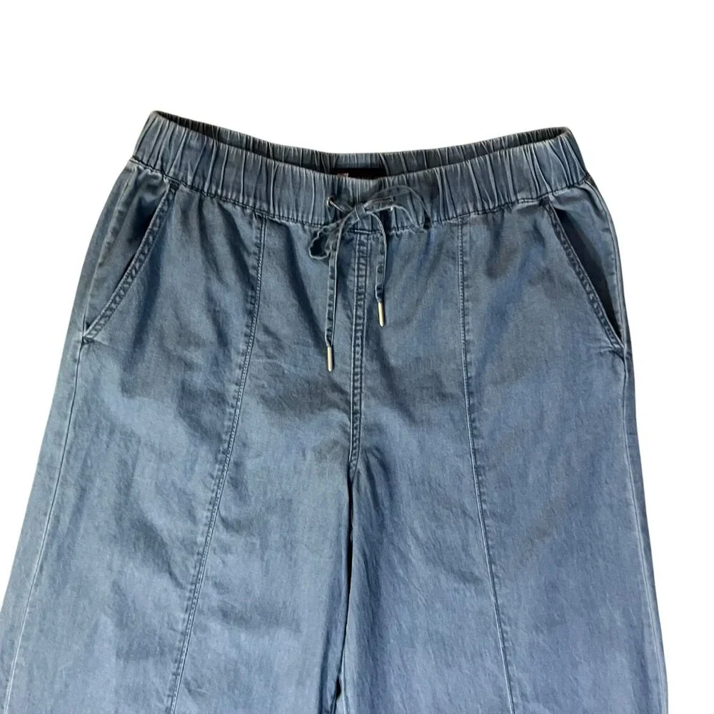 Juicy Couture Chambray Wide Leg Crop? Pants Womens 16 Used 100% Cotton - Picture 5 of 13